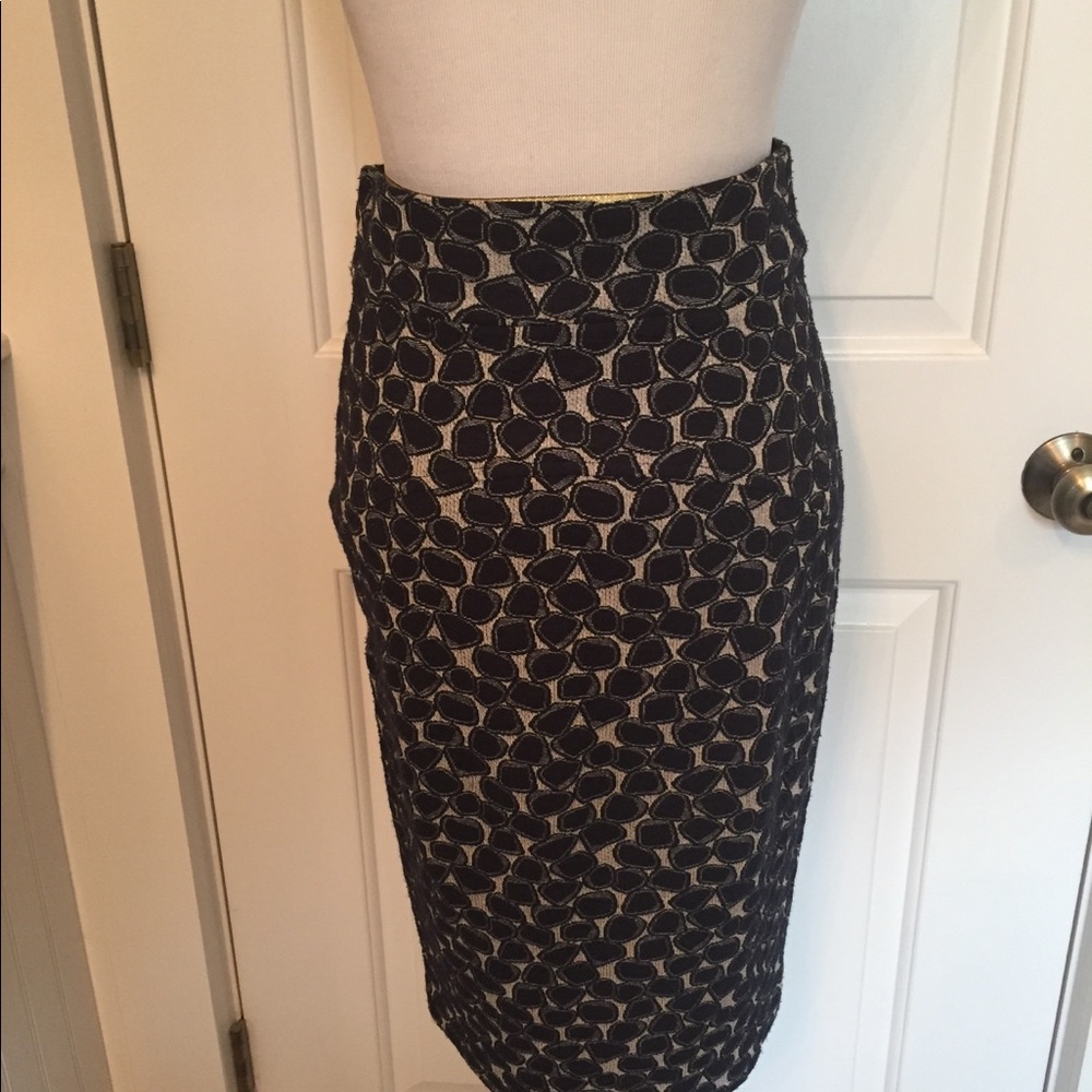 DIANE VON FURSTENBERG SKIRT PENCIL BLUE SILVER BLACK MARTA SIZE 6